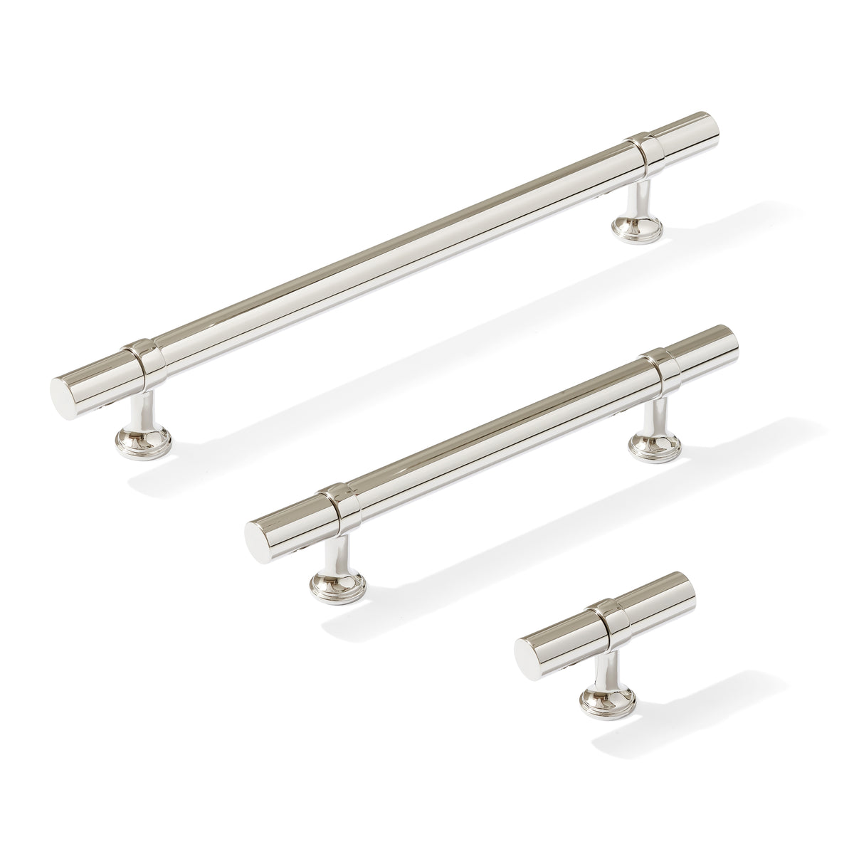 Smooth T-Bar "Contemporary" Polished Nickel Knobs and Pulls - Forge Hardware Studio