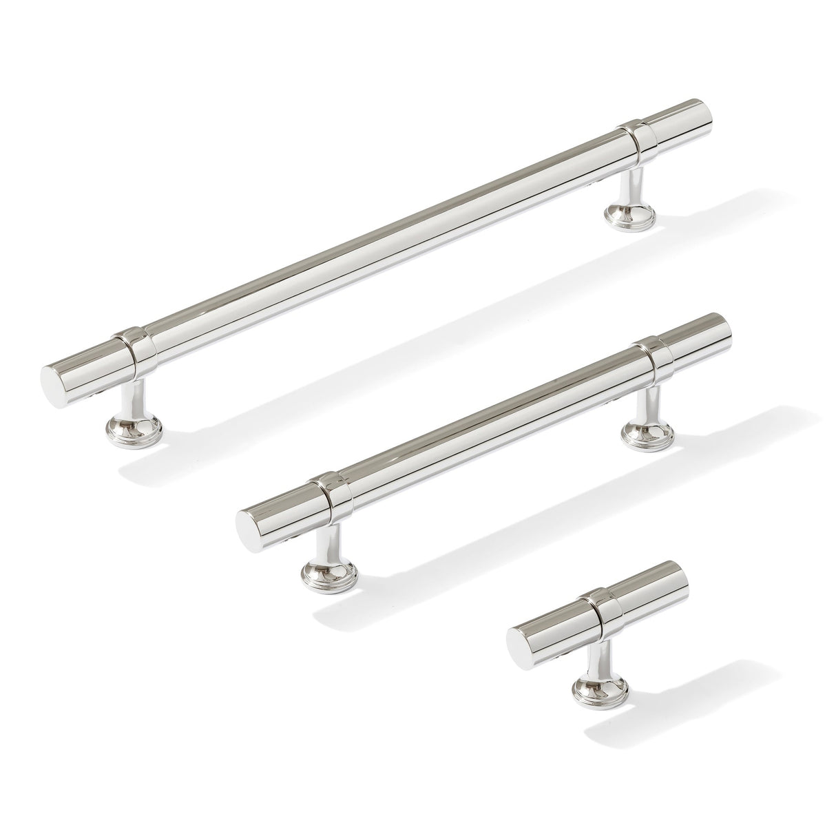 Smooth T-Bar "Contemporary" Polished Chrome Knobs and Pulls - Forge Hardware Studio