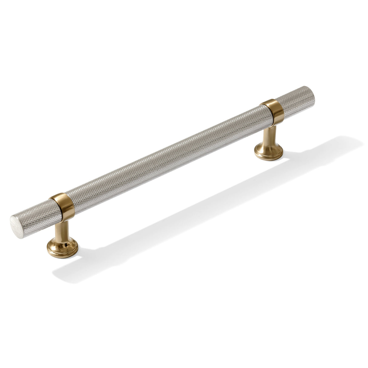 Knurled T-Bar "Contemporary" Champagne Bronze and Satin Nickel Knobs and Pulls - Forge Hardware Studio