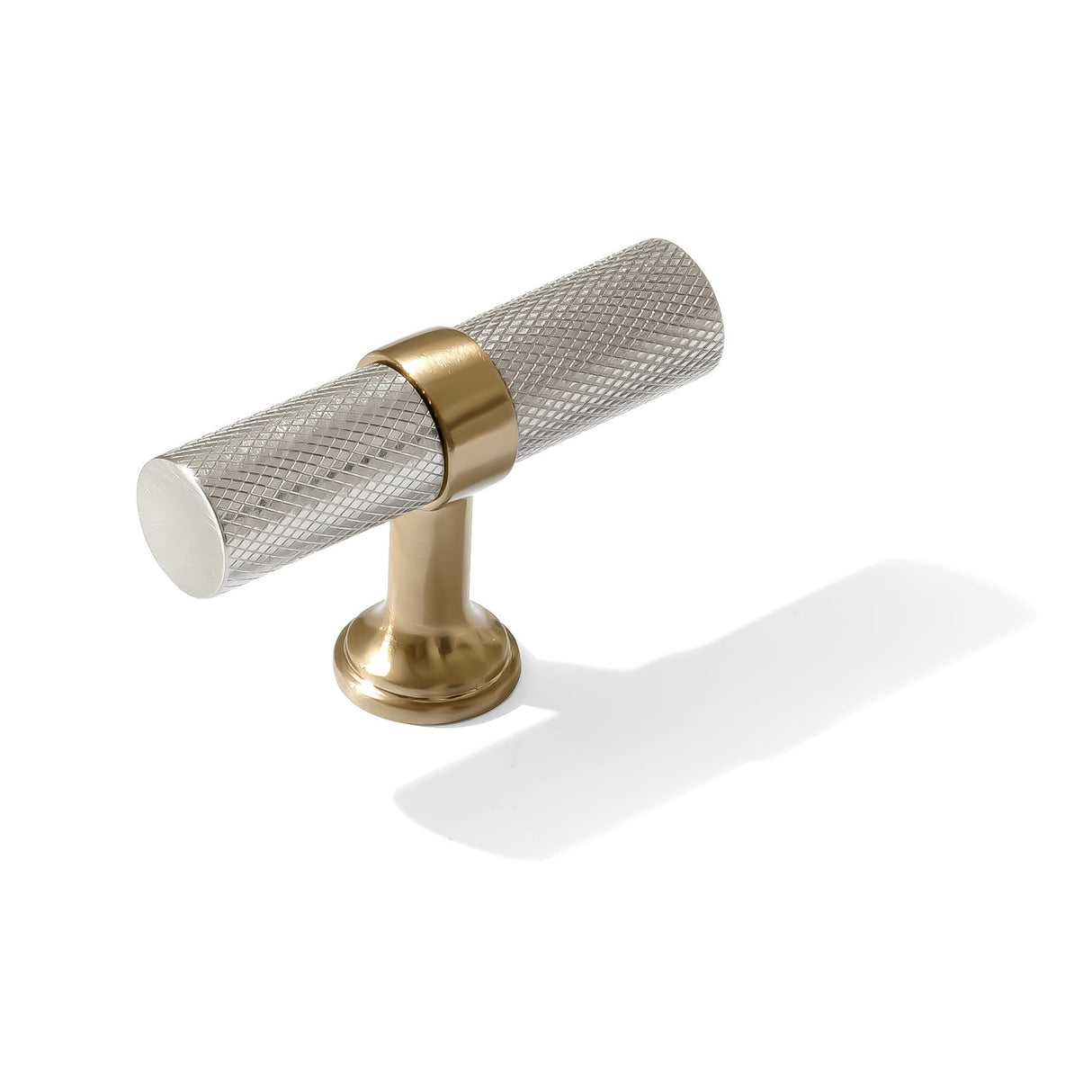 Knurled T-Bar "Contemporary" Champagne Bronze and Satin Nickel Knobs and Pulls - Forge Hardware Studio
