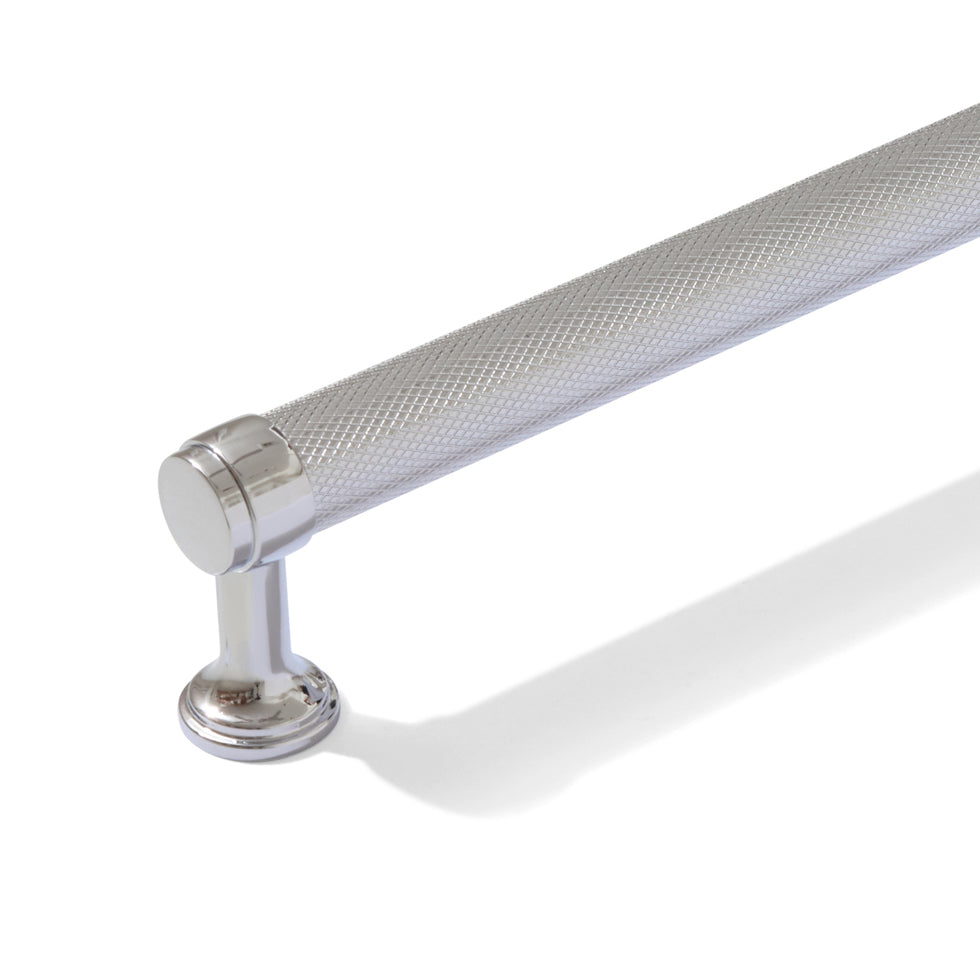 Knurled Polished Chrome "Transitional" Cabinet Knobs and Drawer Pulls - Forge Hardware Studio