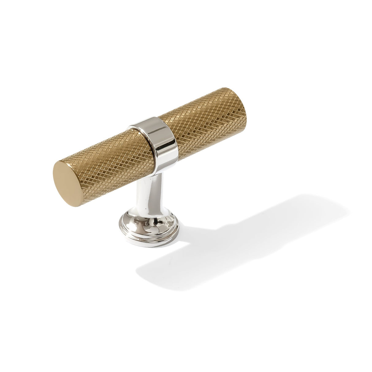 Knurled T-Bar "Contemporary" Polished Nickel and Champagne Bronze Knobs and Pulls - Forge Hardware Studio