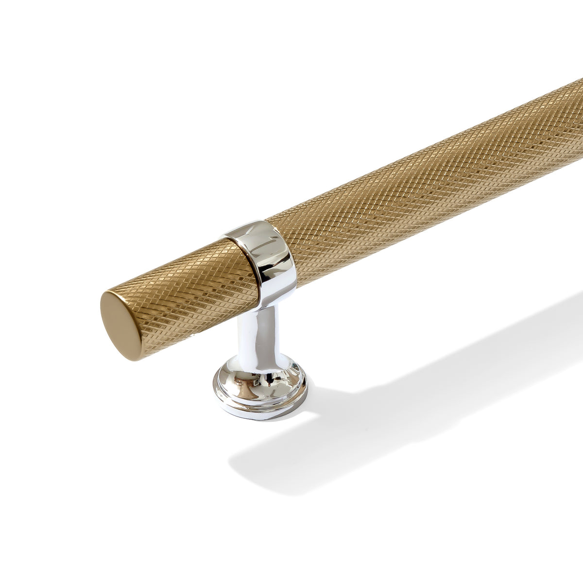 Knurled T-Bar "Contemporary" Polished Chrome and Champagne Bronze Knobs and Pulls - Forge Hardware Studio