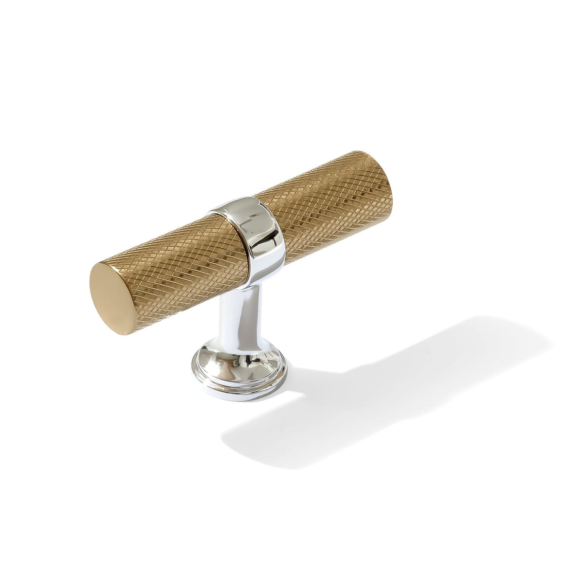 Knurled T-Bar "Contemporary" Polished Chrome and Champagne Bronze Knobs and Pulls - Forge Hardware Studio