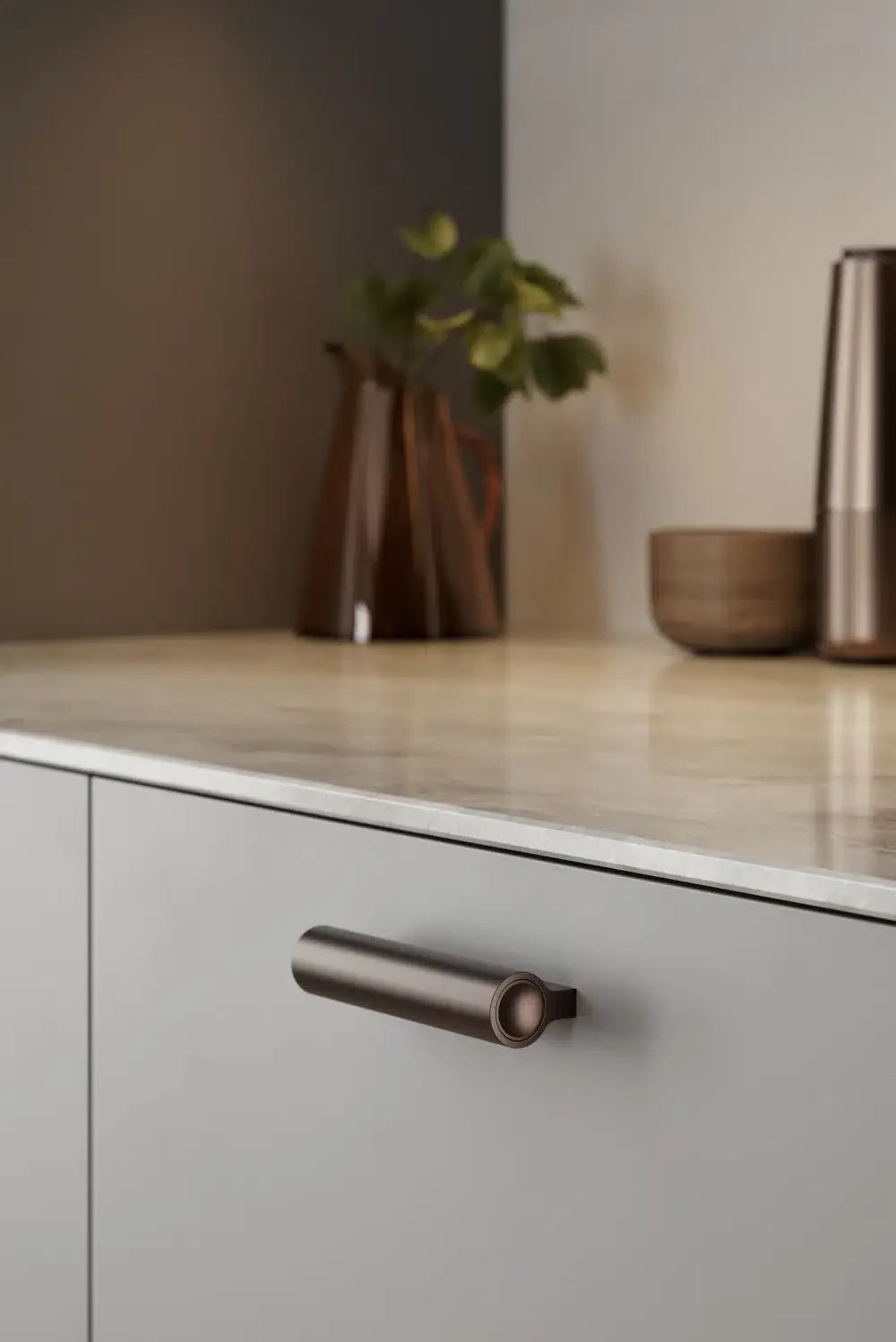 Dark Bronze "Lucente" Tubular Drawer Pulls - Euro • Knobs