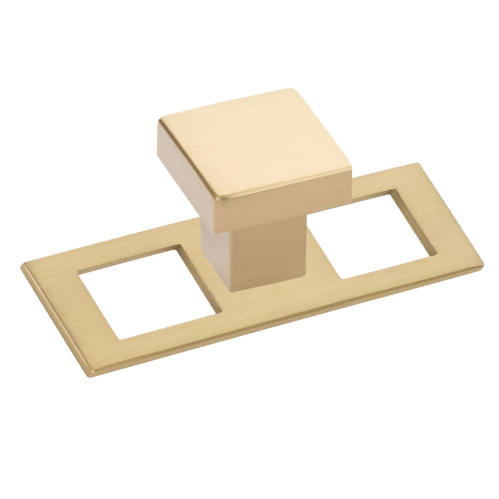 Champagne Bronze "Glam" Modern Pulls and Knob with Backplate - Forge Hardware Studio