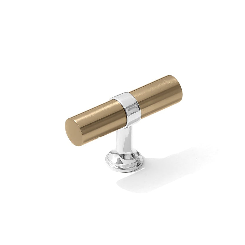 Smooth T-Bar "Contemporary" Polished Chrome and Champagne Bronze Knobs and Pulls - Forge Hardware Studio