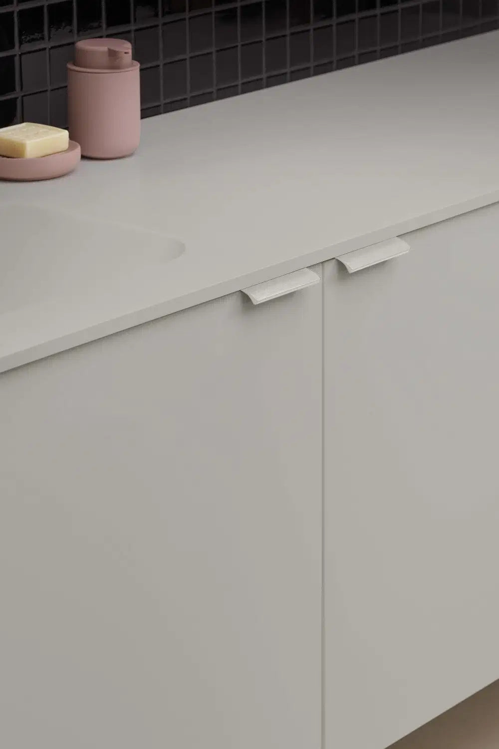 Beige Textured "Edge Straight" Tab Drawer Pulls - Forge Hardware Studio