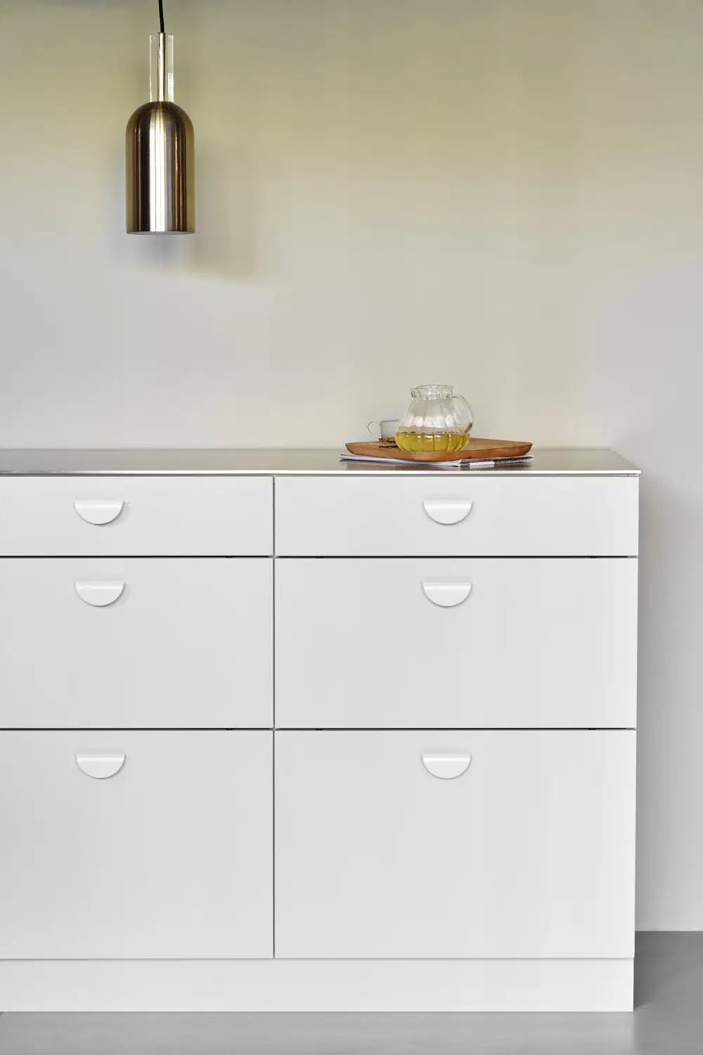 Semi-Circle "Horizon" White Drawer Pulls - Forge Hardware Studio