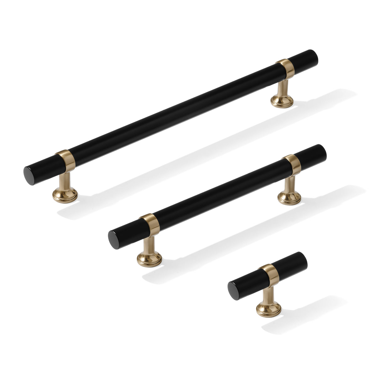 Smooth T-Bar "Contemporary" Champagne Bronze and Matte Black Knobs and Pulls - Forge Hardware Studio