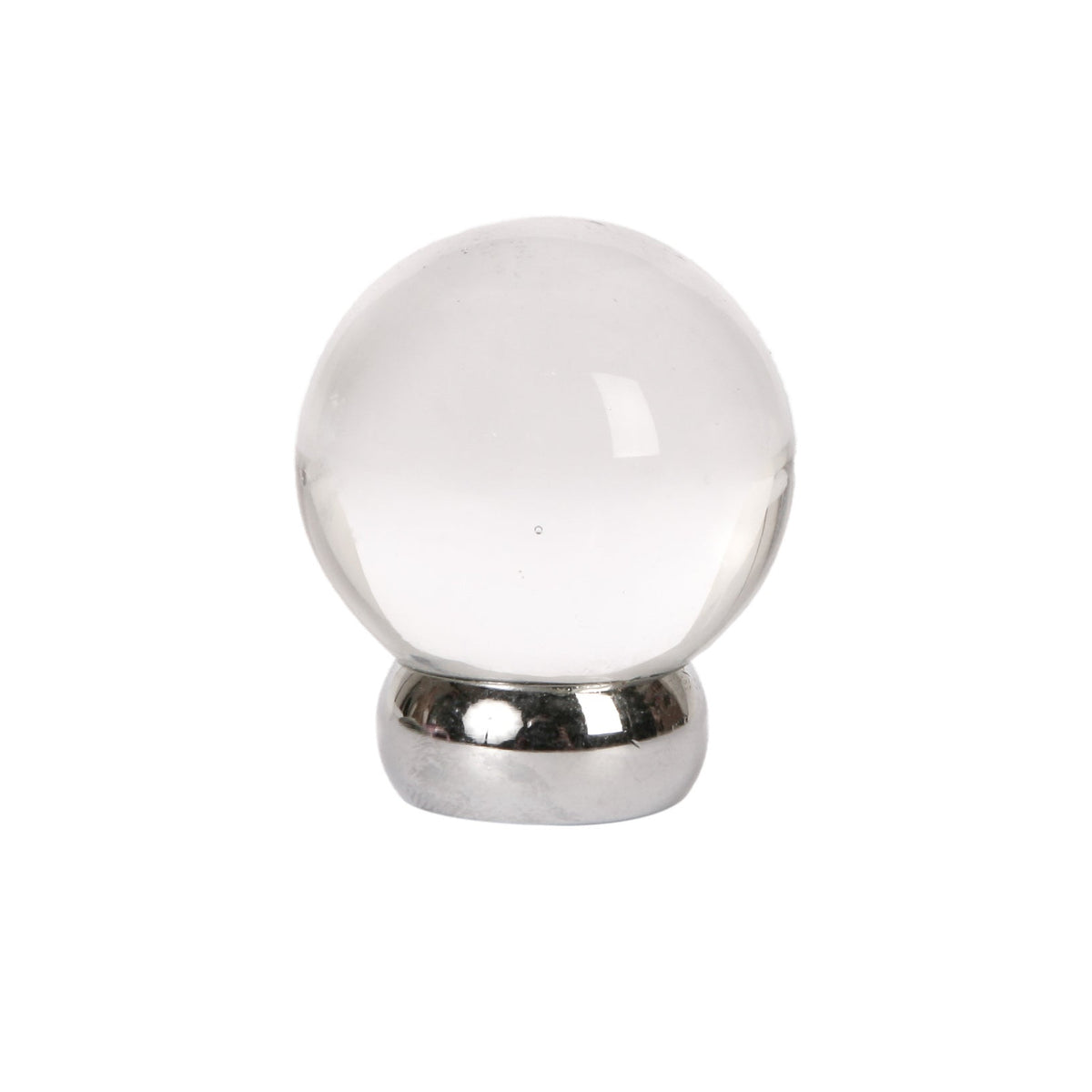 Round Lew's Hardware Chrome and Glass Cabinet Knob - Forge Hardware Studio