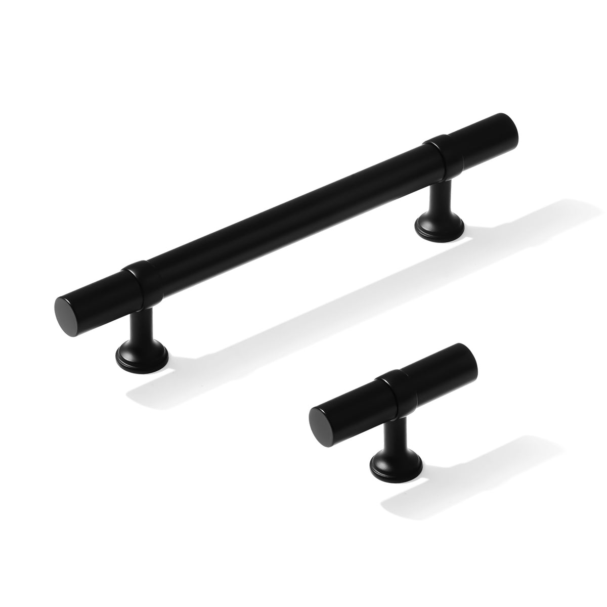 Smooth T-Bar "Contemporary" Matte Black Knobs and Pulls - Forge Hardware Studio