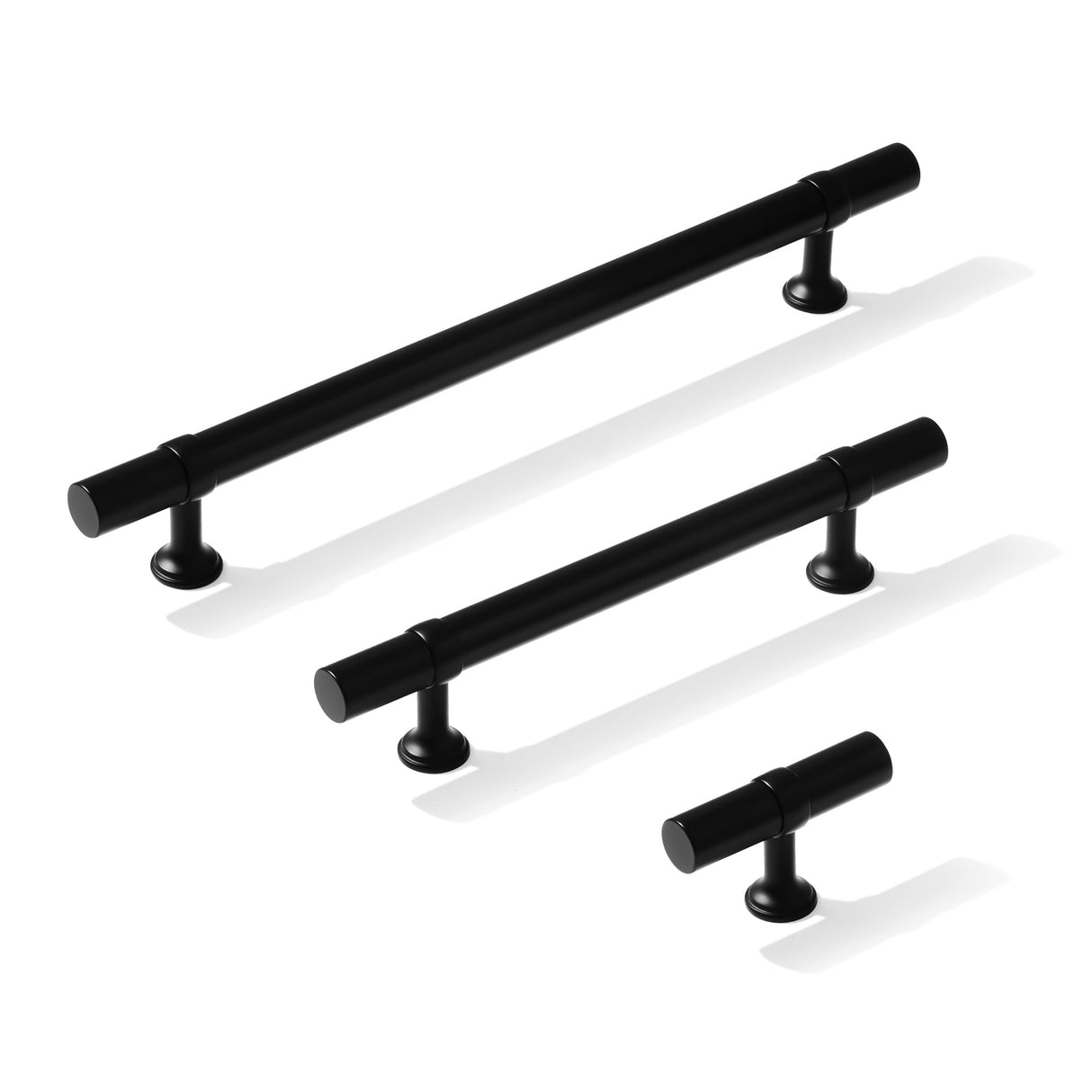 Smooth T-Bar "Contemporary" Matte Black Knobs and Pulls - Forge Hardware Studio