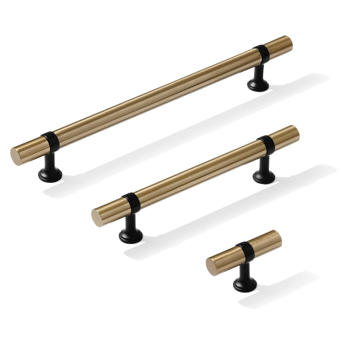 Smooth T-Bar "Contemporary" Matte Black and Champagne Bronze Knobs and Pulls - Forge Hardware Studio