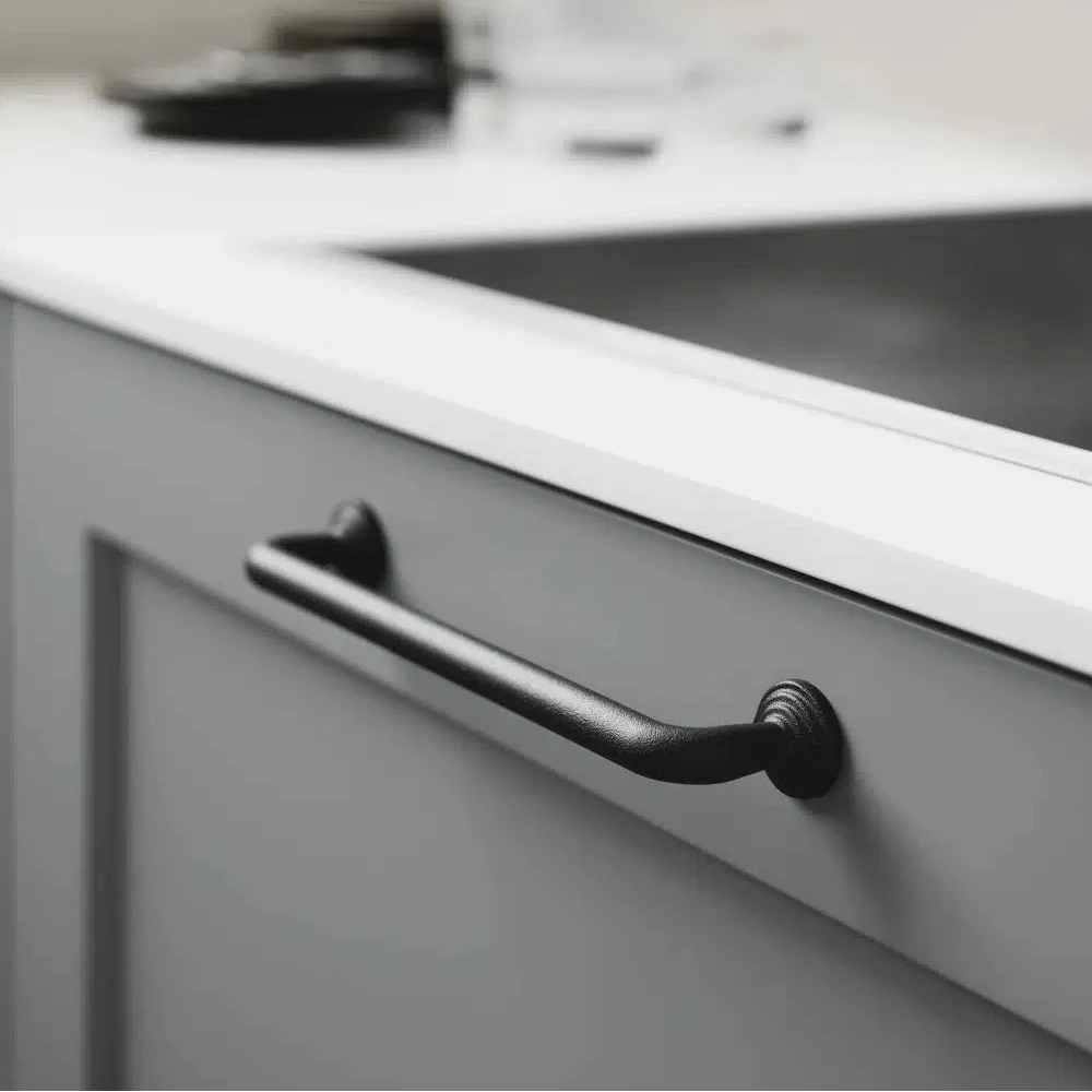 Matte Black "Motion" Knob and Drawer Pull - Forge Hardware Studio