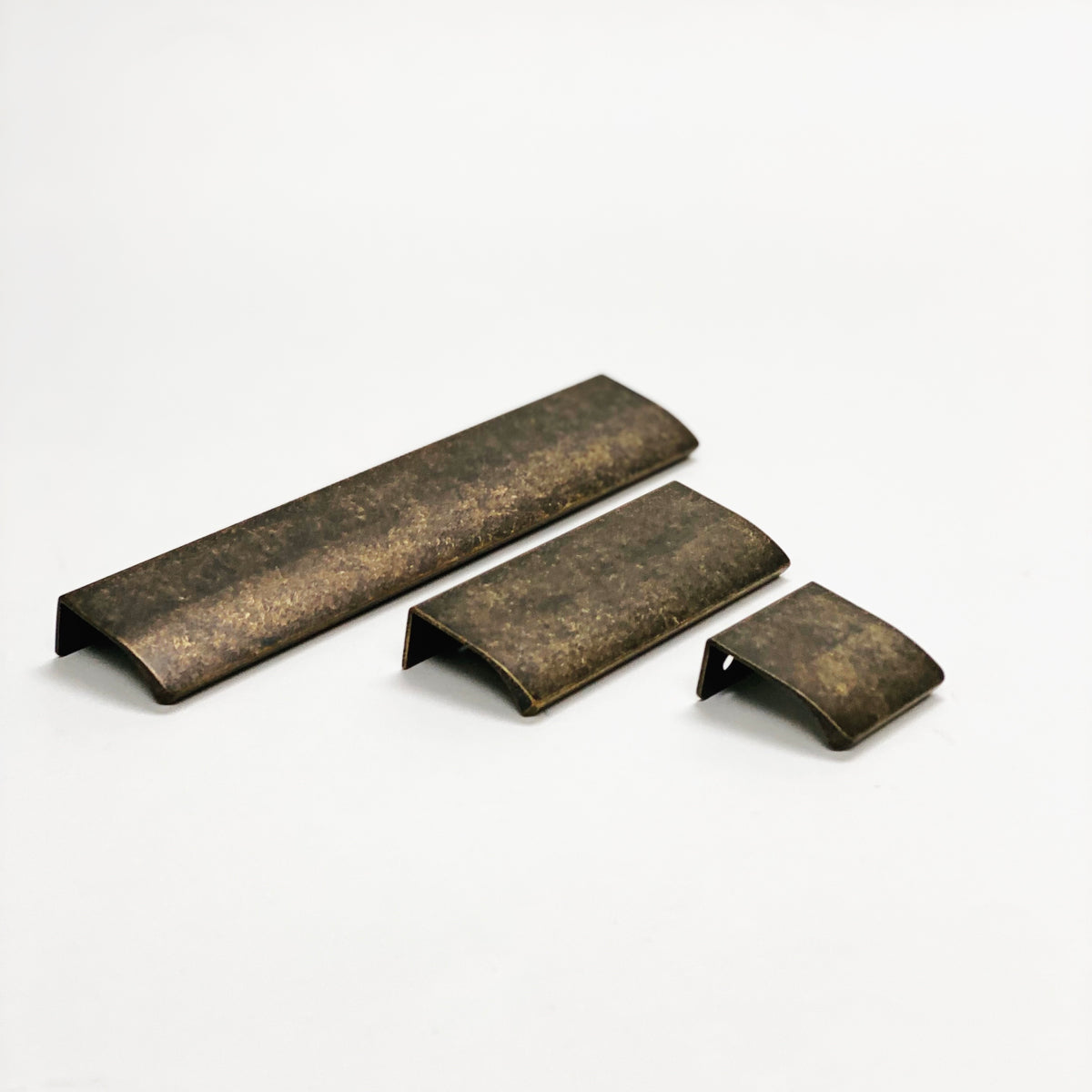 Antique Brass "Edge" Tab Finger Drawer Pulls - Forge Hardware Studio