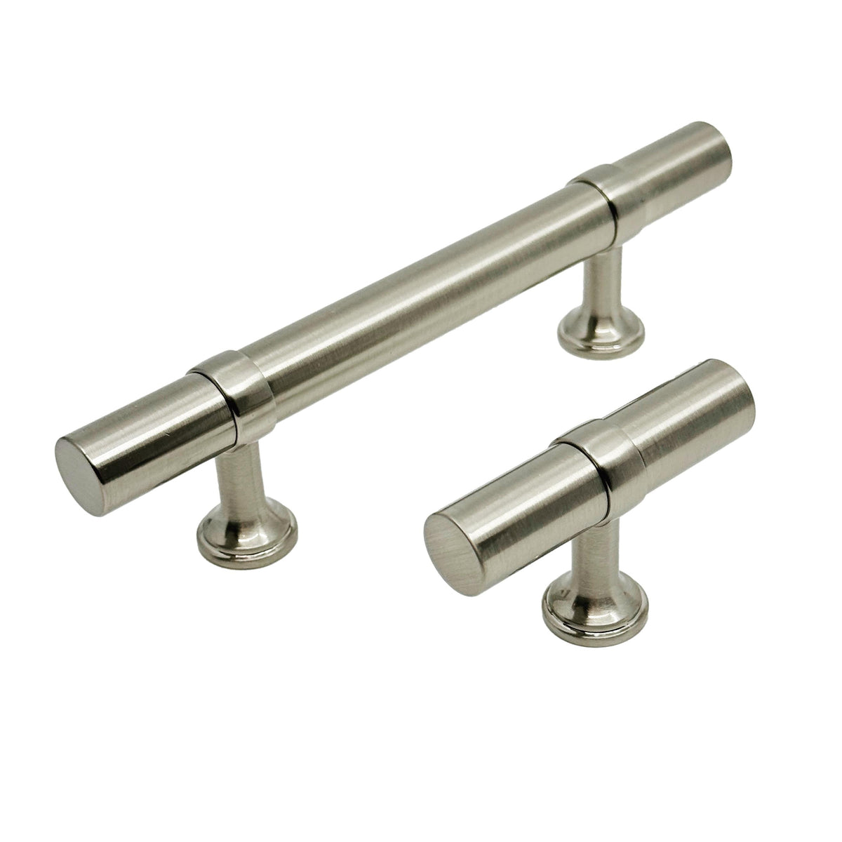 Smooth T-Bar "Contemporary" Satin Nickel Knobs and Pulls - Forge Hardware Studio