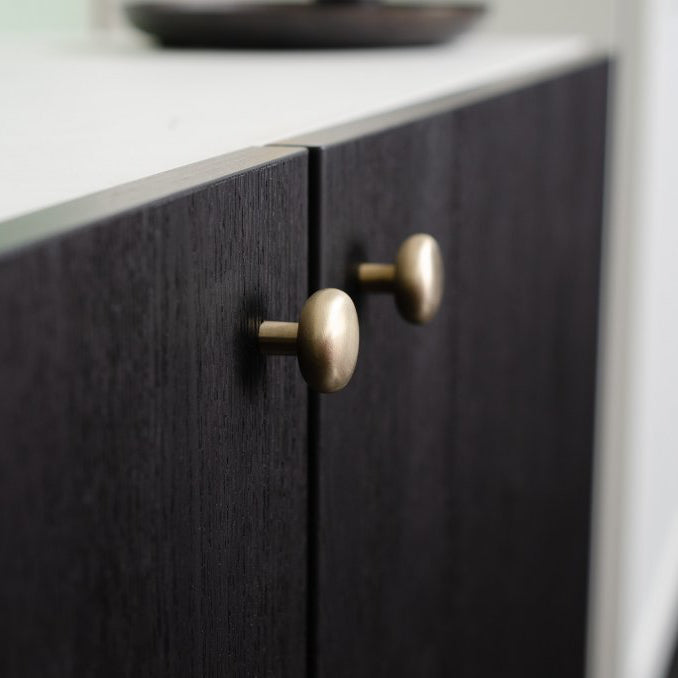 Round Brushed Brass "Halo" Cabinet Knob and Hook - Forge Hardware Studio