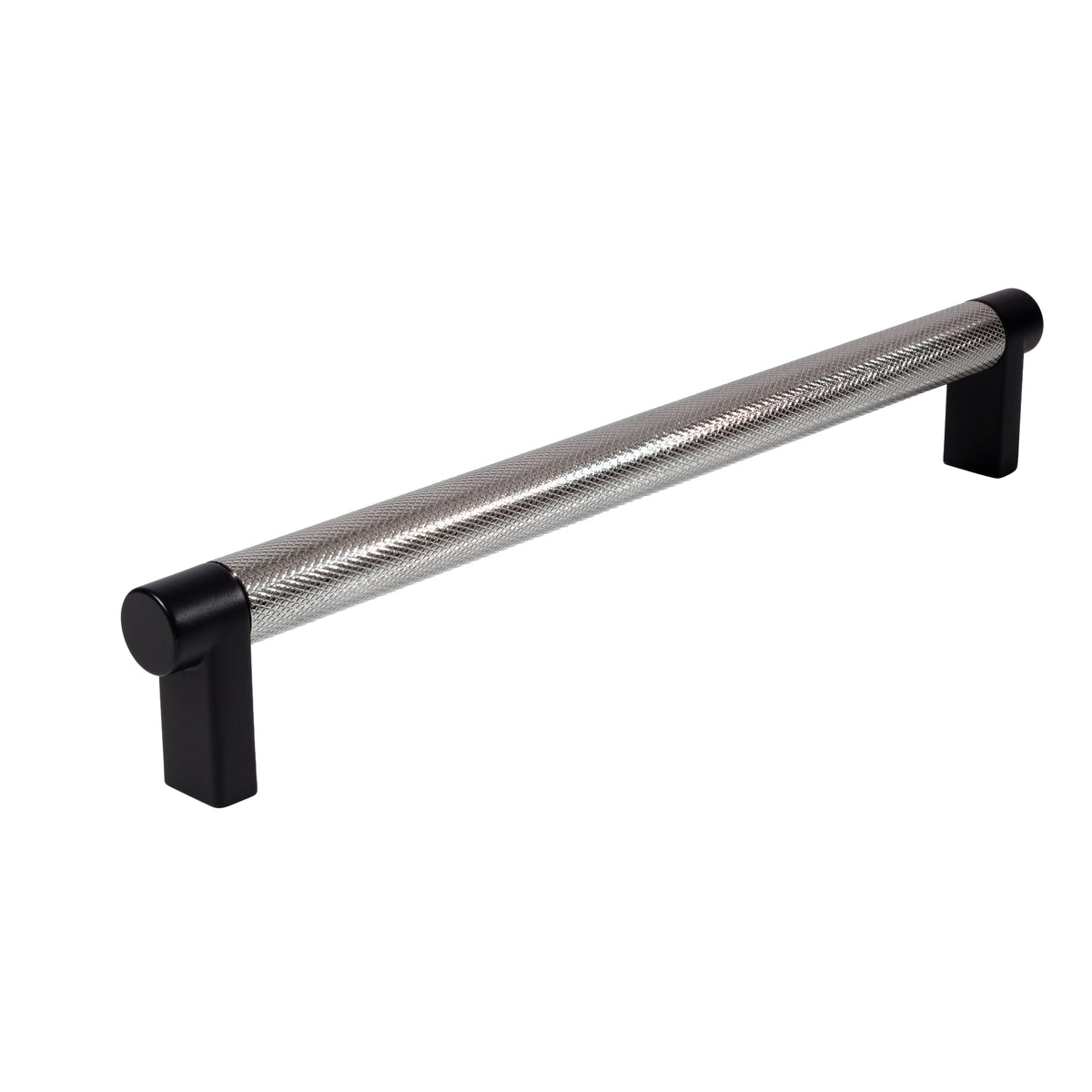 Knurled Black and Polished Nickel Cabinet Knobs and Drawer Pulls