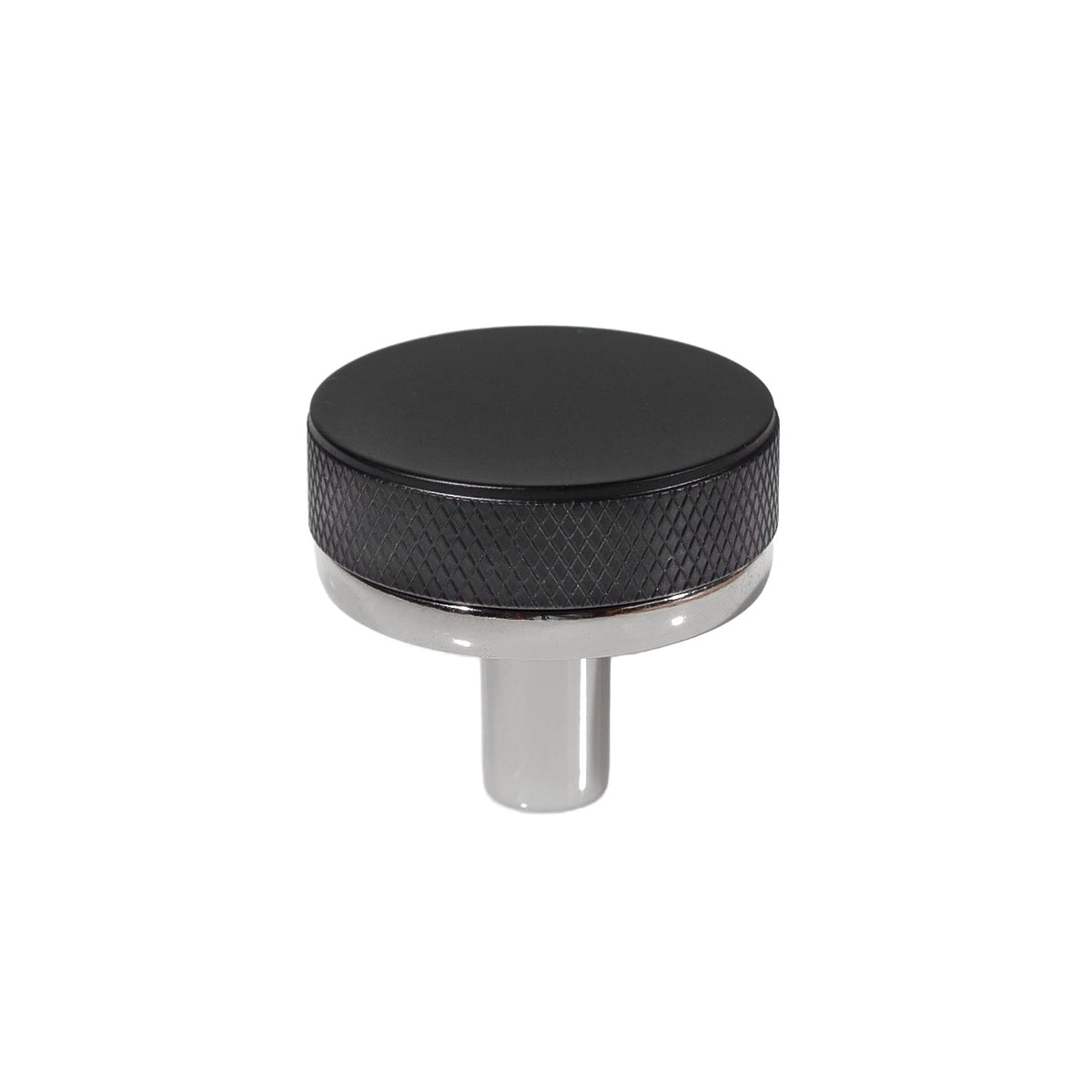Knurled Polished Nickel and Black Cabinet Knobs and Drawer Pulls