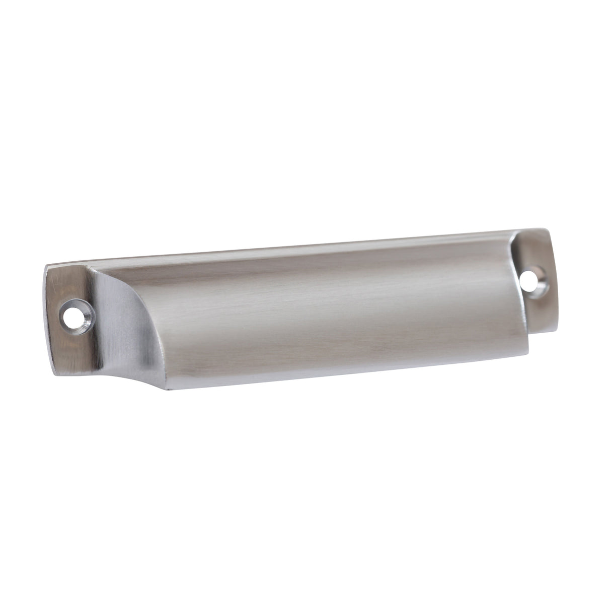 Brushed Chrome "Ballard" Cup Drawer Pull - Forge Hardware Studio