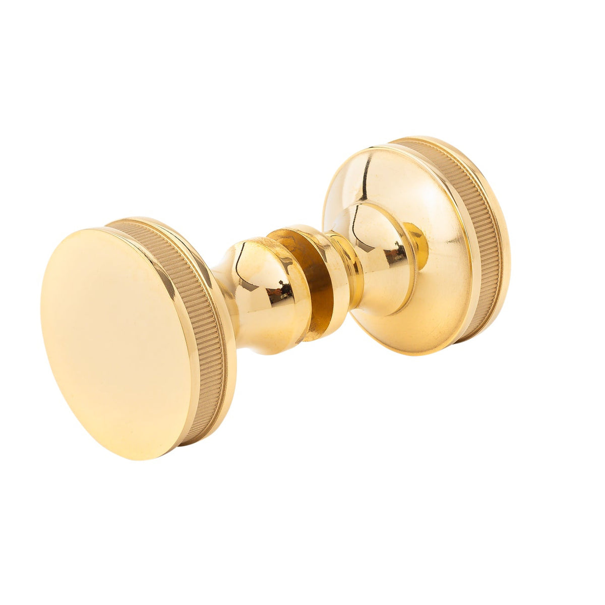 Solid Brass "Reeded" Round Glass Shower Knob - Forge Hardware Studio