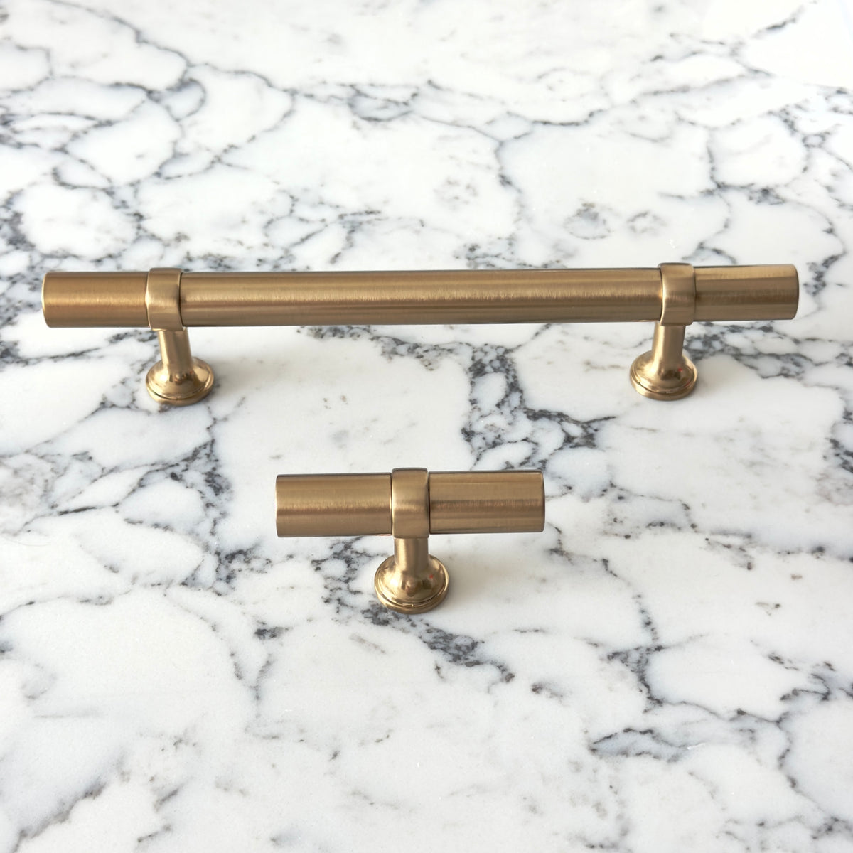 Smooth T-Bar "Contemporary" Champagne Bronze Knobs and Pulls - Forge Hardware Studio