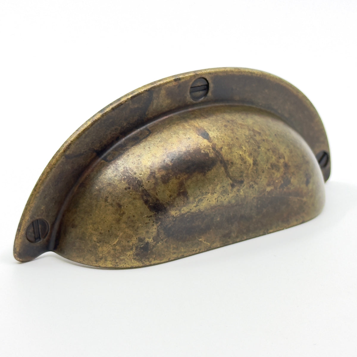 Drawer Cup Pulls "Amalfi" in Worn Brass - Forge Hardware Studio
