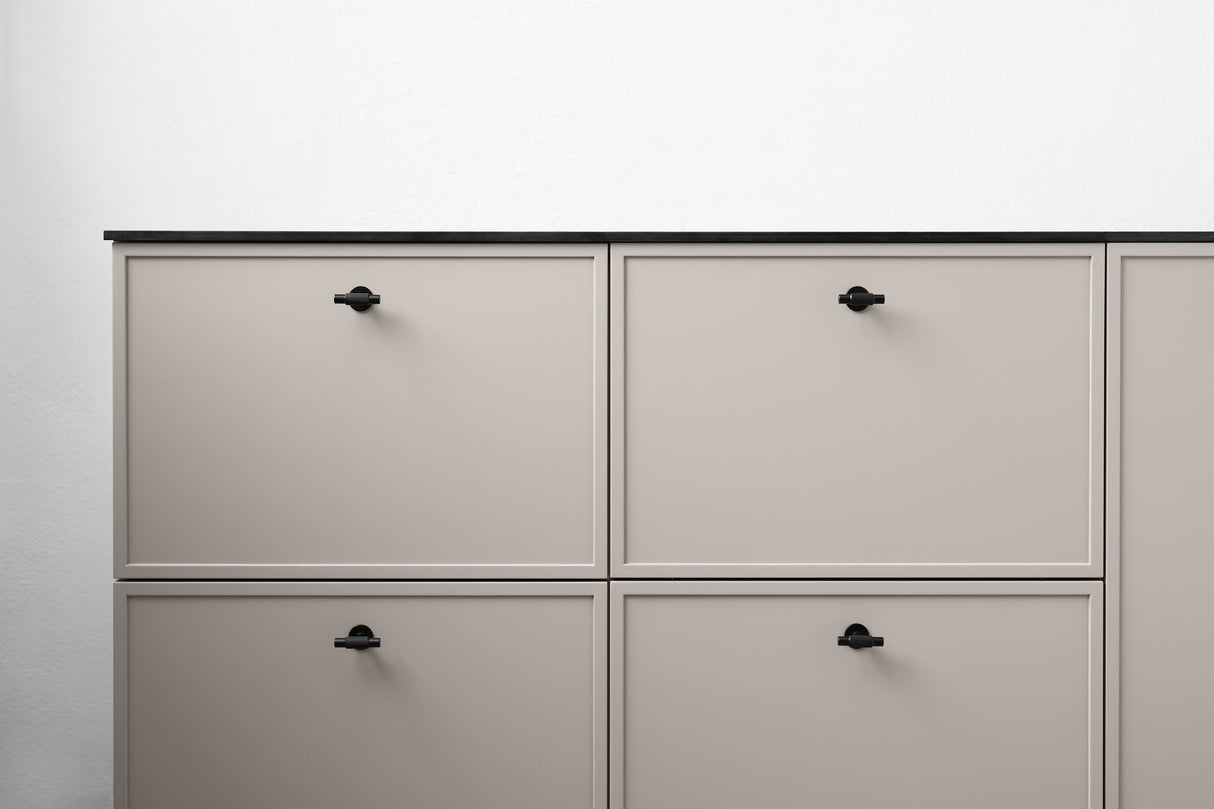 Matte Black "Manor" Knurled Cabinet Knobs and Drawer Pulls - Euro • Knobs