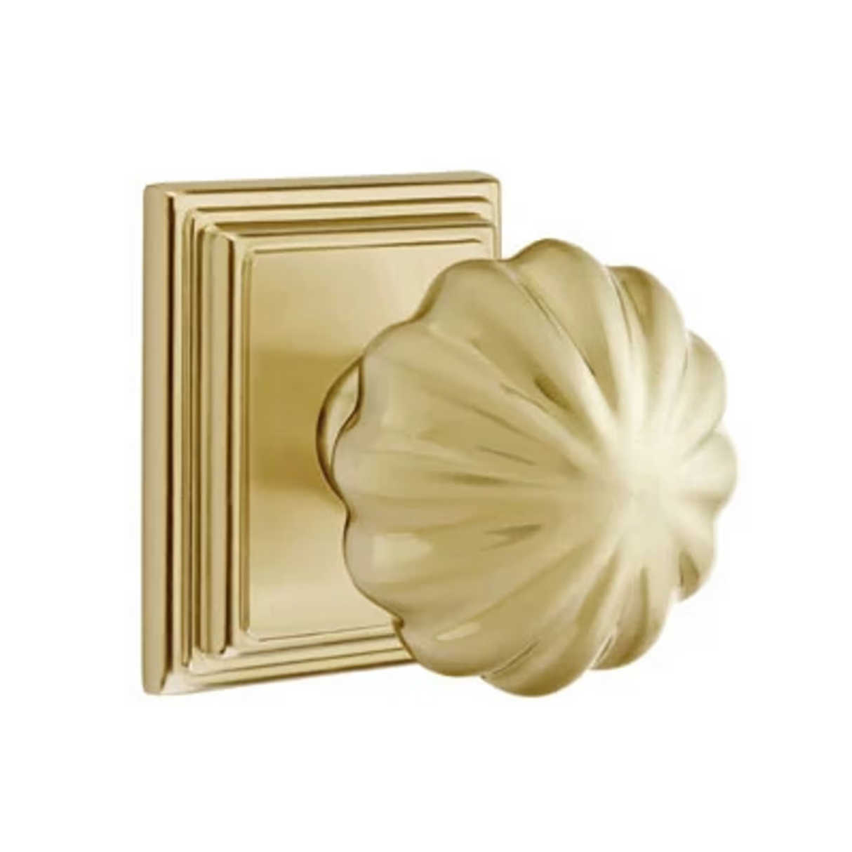 Transitional "Heritage" Flower Door Knob in Satin Brass - Forge Hardware Studio