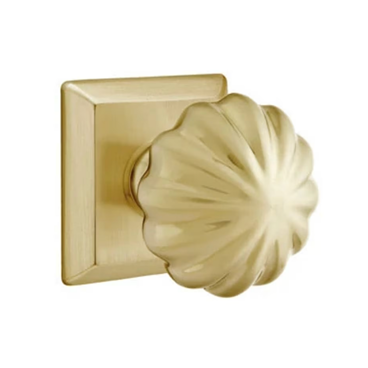 Transitional "Heritage" Flower Door Knob in Satin Brass - Forge Hardware Studio