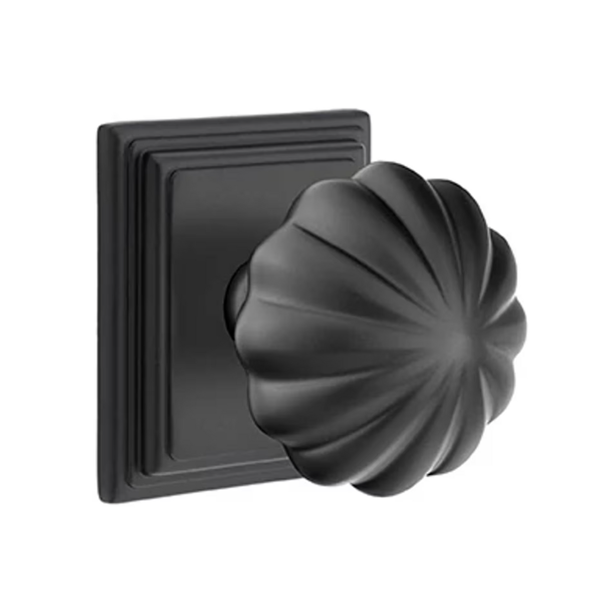 Transitional Matte Black "Heritage" Flower Door Knob - Forge Hardware Studio