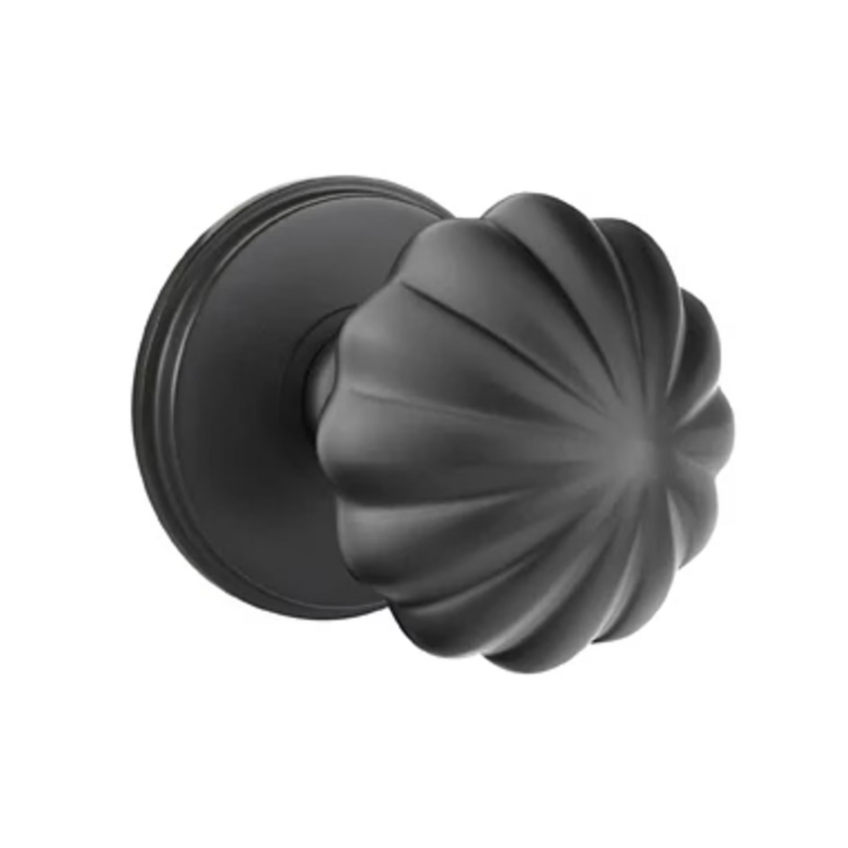 Transitional Matte Black "Heritage" Flower Door Knob - Forge Hardware Studio