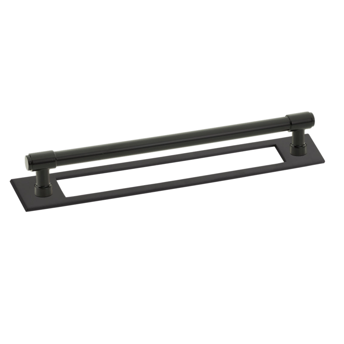 Matte Black Industrial Modern Pulls and Knob with Backplate - Forge Hardware Studio