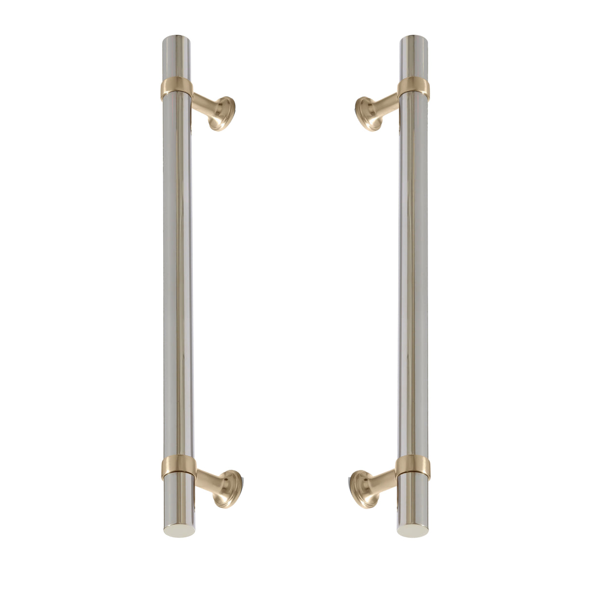 Champagne Bronze and Polished Nickel Smooth "Contemporary" Glass Shower Door Handles - Forge Hardware Studio