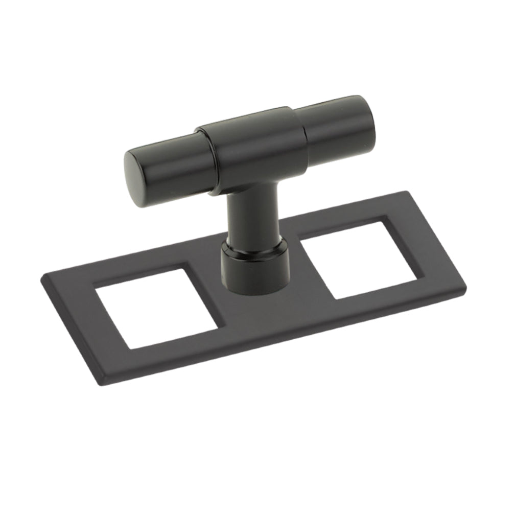 Matte Black Industrial Modern Pulls and Knob with Backplate - Forge Hardware Studio