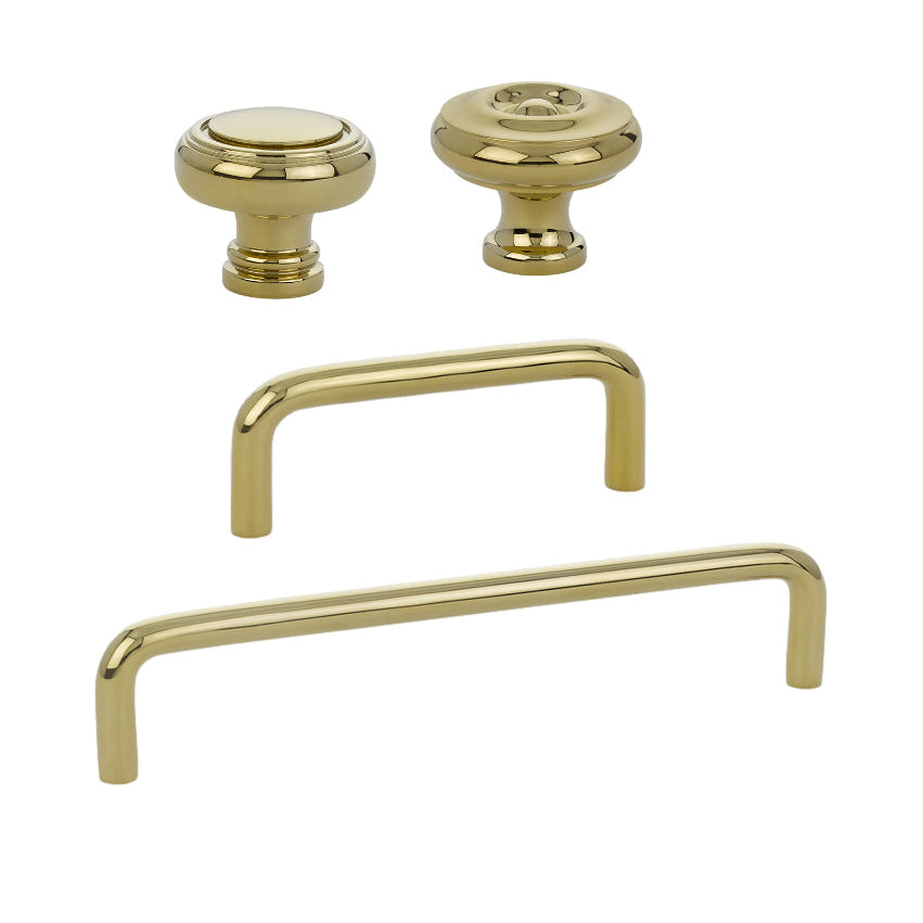Polished Brass "Heritage No.2" Cabinet Knobs and Wire Pulls - Forge Hardware Studio