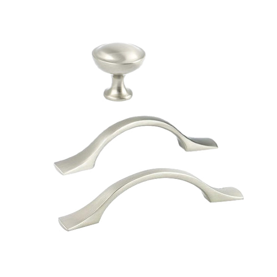 Brushed Nickel "Tina" Cabinet Knob and Drawer Pulls - Forge Hardware Studio