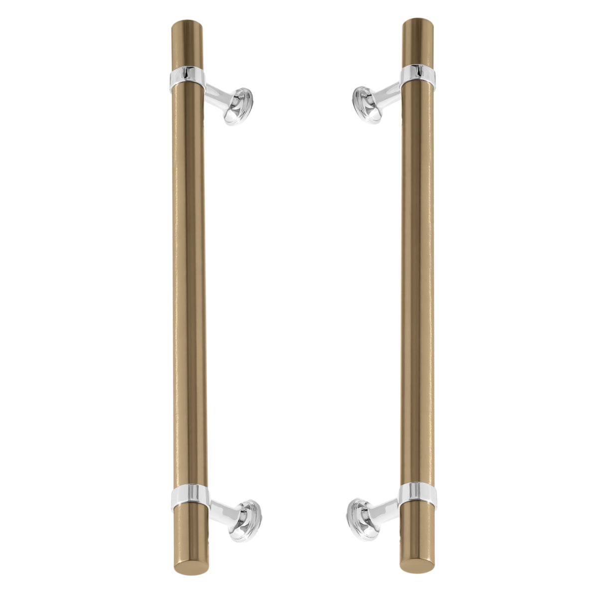 Chrome and Champagne Bronze Smooth "Contemporary" Glass Shower Door Handles - Forge Hardware Studio