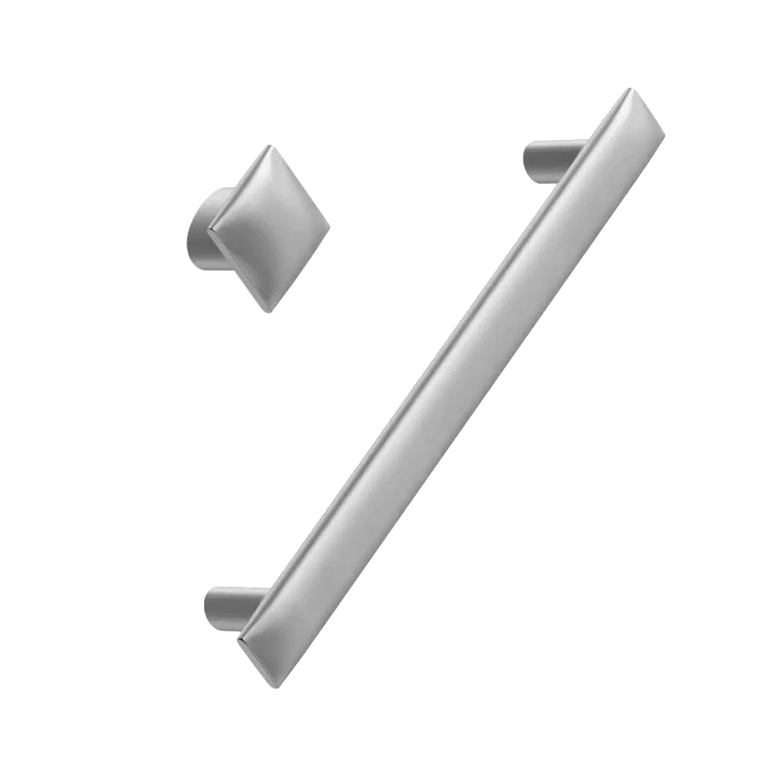 Satin Steel "Flow" T-Bar Cabinet Knob and Drawer Pull - Forge Hardware Studio