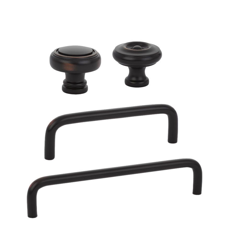 Oil Rubbed Bronze "Heritage No.2" Cabinet Knobs and Wire Pulls - Forge Hardware Studio