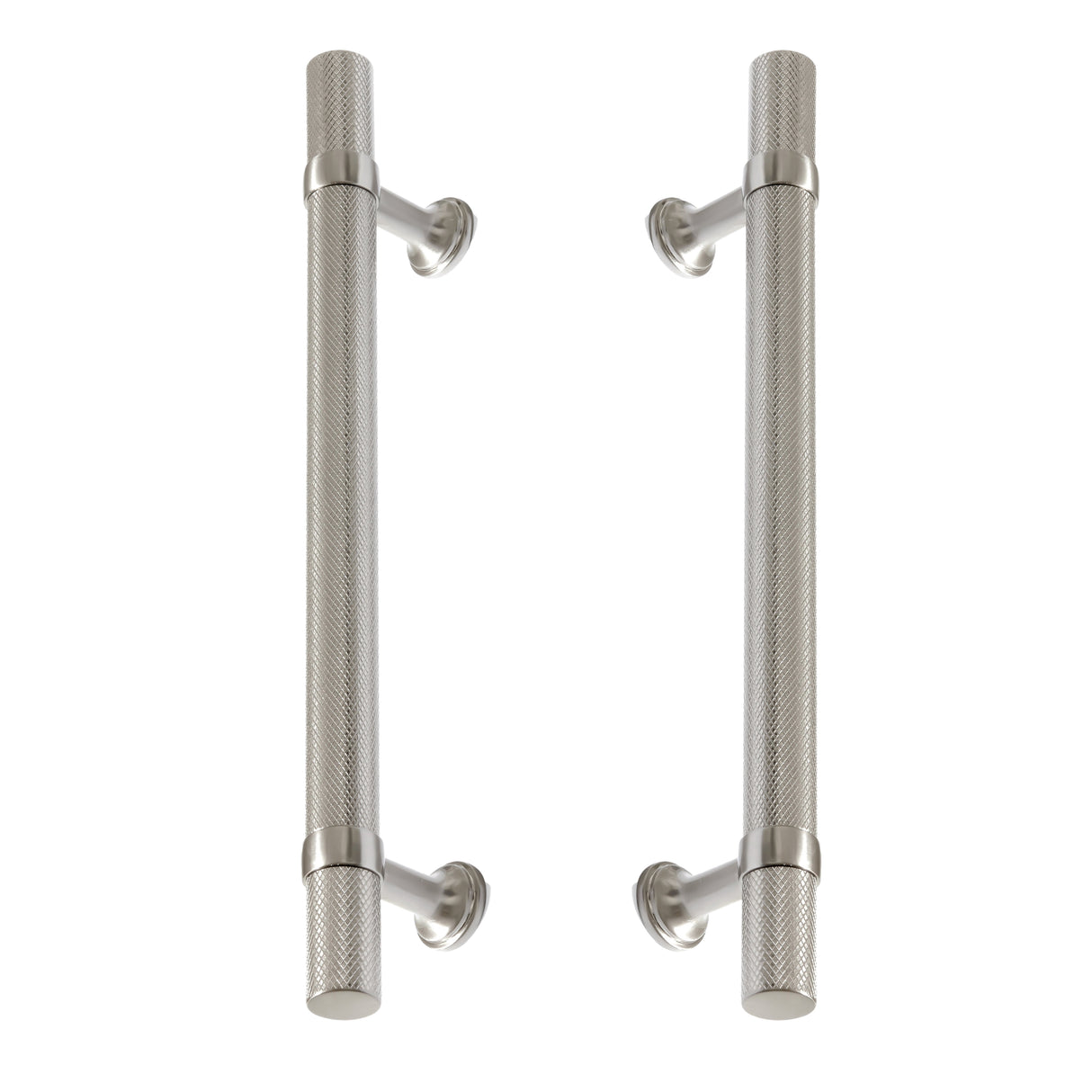Satin Nickel Knurled "Contemporary" Glass Shower Door Handles - Forge Hardware Studio