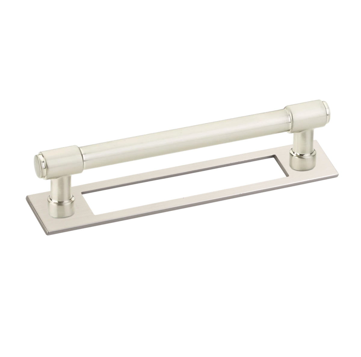 Satin Nickel Industrial Modern Pulls and Knob with Backplate - Forge Hardware Studio