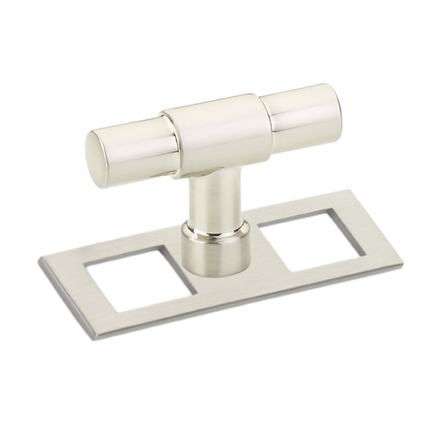 Satin Nickel Industrial Modern Pulls and Knob with Backplate - Forge Hardware Studio