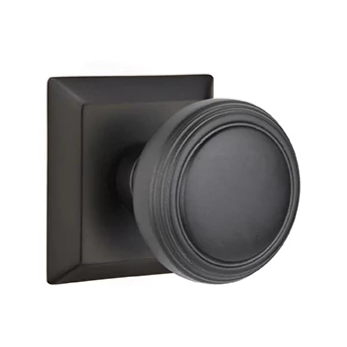 Transitional Matte Black "Ridge" Round Door Knob
