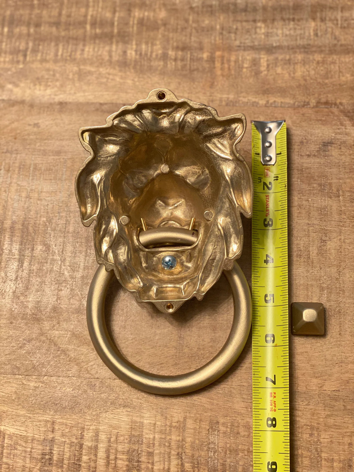 Satin Gold Lionhead Door Knocker - Holiday Gift - Forge Hardware Studio