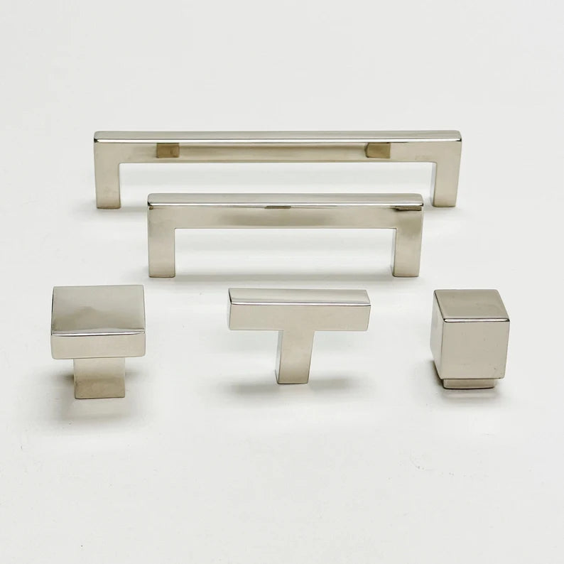 Polished Nickel "Glam" Cabinet Knobs and Drawer Pulls - Forge Hardware Studio