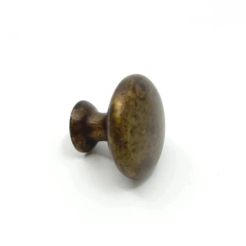 Round "Capri" Worn Brass Cabinet Knob - Forge Hardware Studio