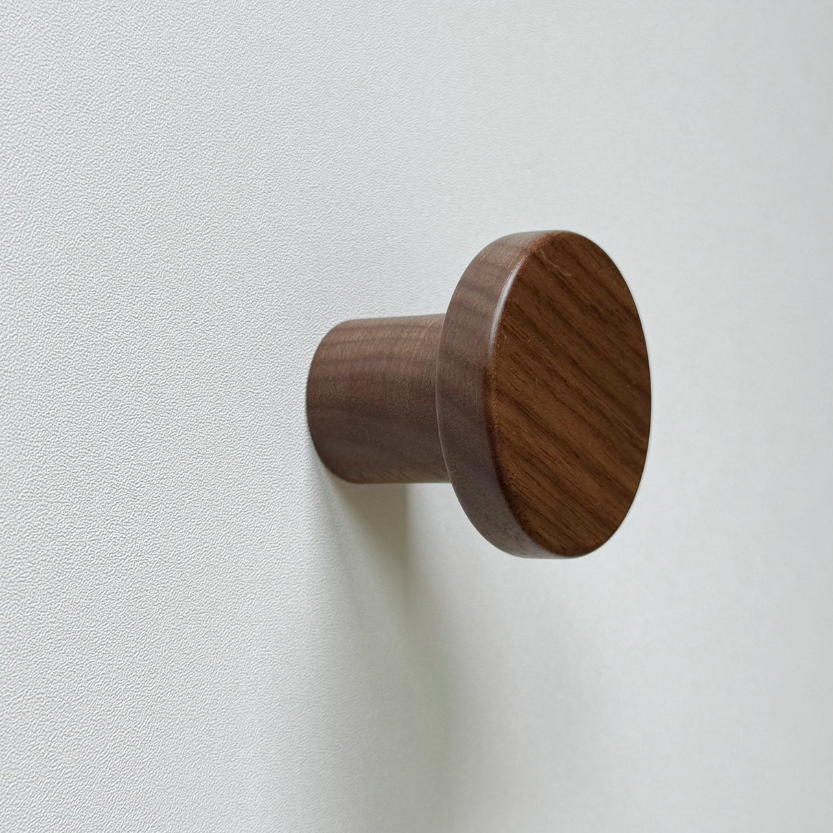 Modern "Pinta" Round Wall Hook in Lacquered Walnut - Forge Hardware Studio