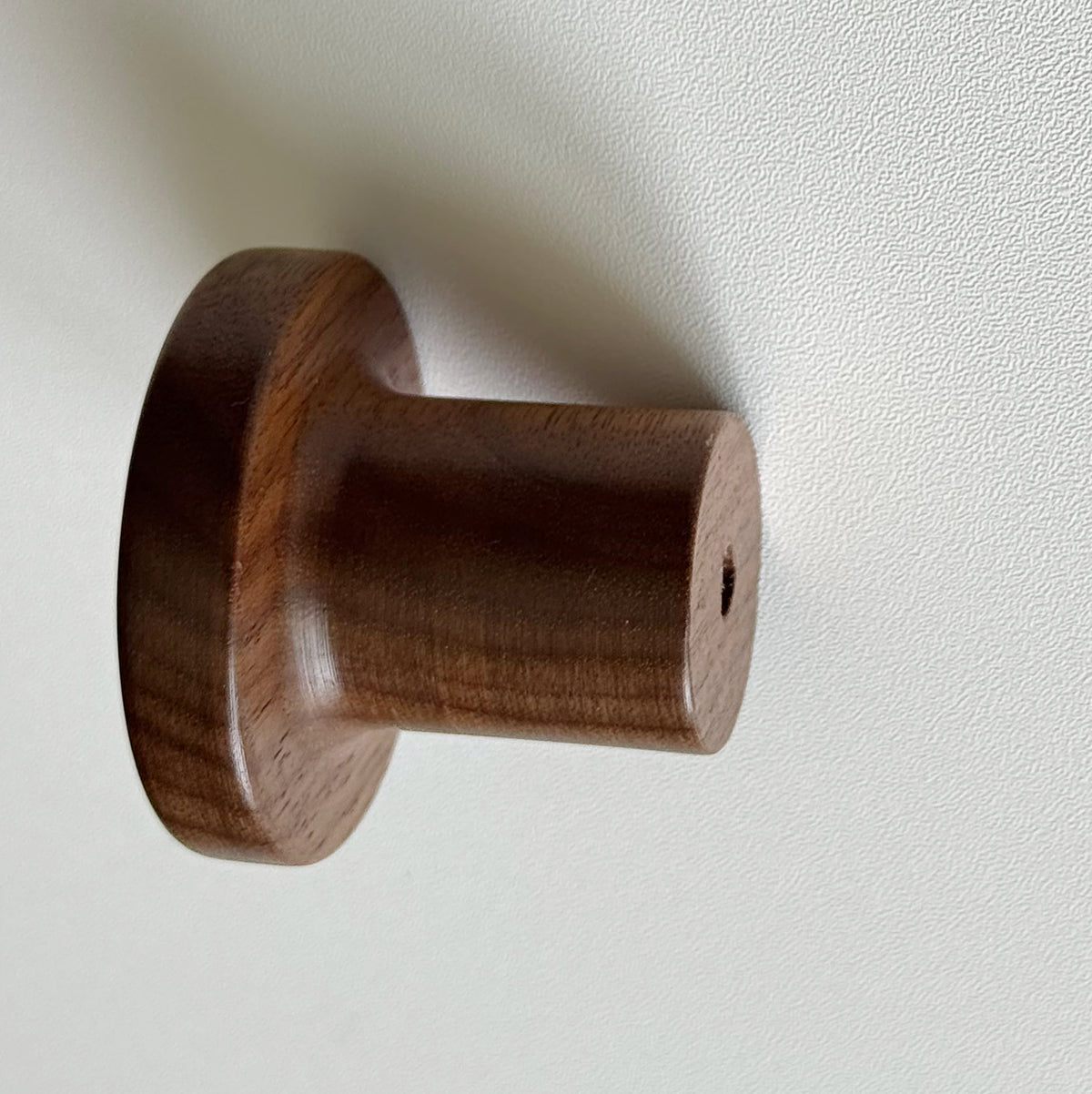 Modern "Pinta" Round Wall Hook in Lacquered Walnut - Forge Hardware Studio